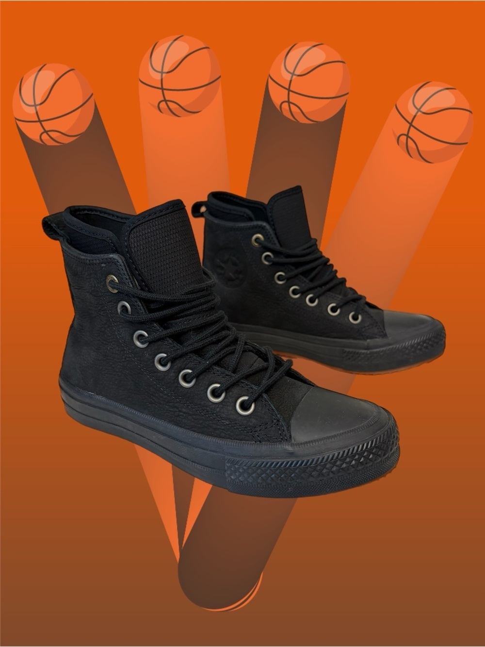 Converse Black Nubuck leather High-Top Sneakers with Lunarlon men’s Sz 3 wms 5
